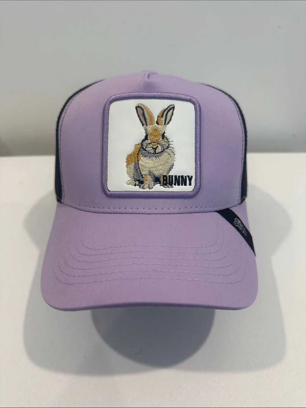 Lavender Bunny Patch Trucker Hat – Embroidered Rabbit Snapback Cap